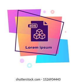 Purple 3DS file document. Download 3ds button icon isolated on white background. 3DS file symbol. Color rectangle button. Vector Illustration