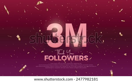 purple 3M isolated on Dark purple background Thank you followers peoples, 3M online social group, 4M followers celebration template design 
