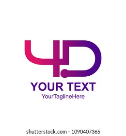 Purple 4D logo isolated on white background. Vector illustration