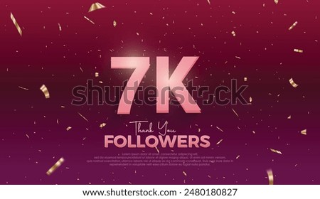purple 7K isolated on Dark purple background Thank you followers peoples, 7K online social group, 8K followers celebration template design 
