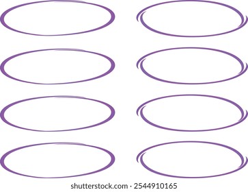 purple absract ellipse sketch frame set vector