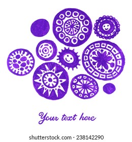 Purple abstract acrylic circles background.