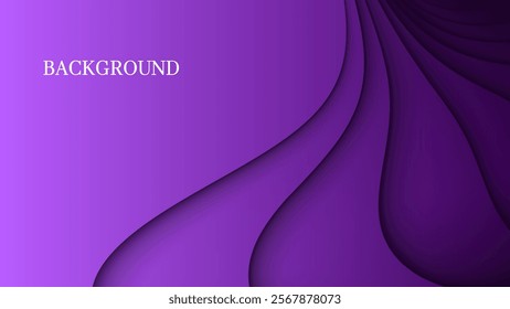 Purple abstract background with 3d wavy texture and gradient shades, dynamic curve shapes. Mysterious stairs shape	