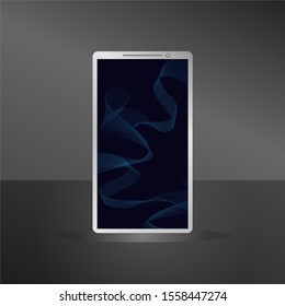 
purple abstract background with blue wave lines and smart phone illustration. wallpaper design for smartphones.