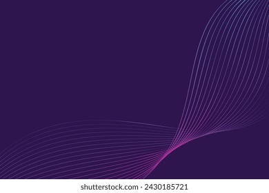 A purple abstract background is filled with dynamic lines in various shades, creating a sense of movement and energy. The lines intersect and overlap, adding depth and complexity to the composition