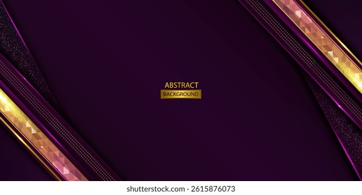 Purple  Abstract Background With Gold Diagonal Trigonal And Glitter Shapes Vector Illustration Black And Gold Abstract Background With Golden Shapes Text Space.