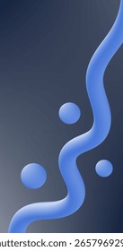 Fondo abstracto púrpura con las ondas y las bolas azules del gradiente Ilustración vectorial