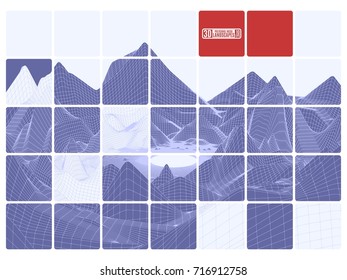 purple abstract background grid polygonal mountains with red insets 