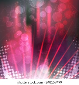 Purple Abstract Background with Lasers for Design - Vector Illustration