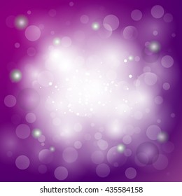 Purple abstract background with light, blurs, shining spots. Girly light background