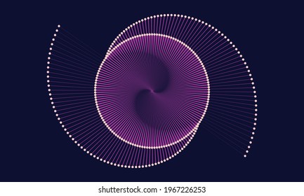 Purple abstract background with lines and circles. Audio form or technology concept.