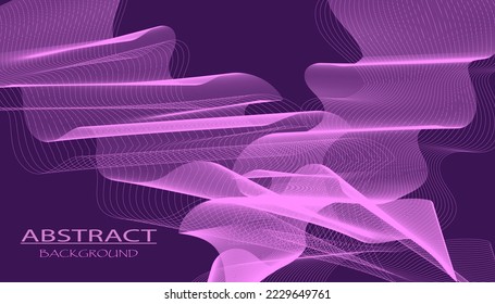 Purple abstract background in modern style with soft smooth silky wavy lines giving a flow like texture . Ideal vector illustration for presentation, website, poster, banner, flyer