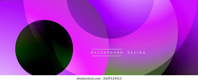 Purple abstract background. Overlapping circles create dynamic visual effect. Gradient shades, modern design. Minimalist aesthetic, smooth transitions.