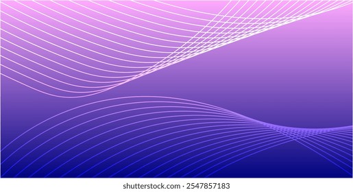 Purple abstract background , Wave design in Purple and blue gradient  , white lines .