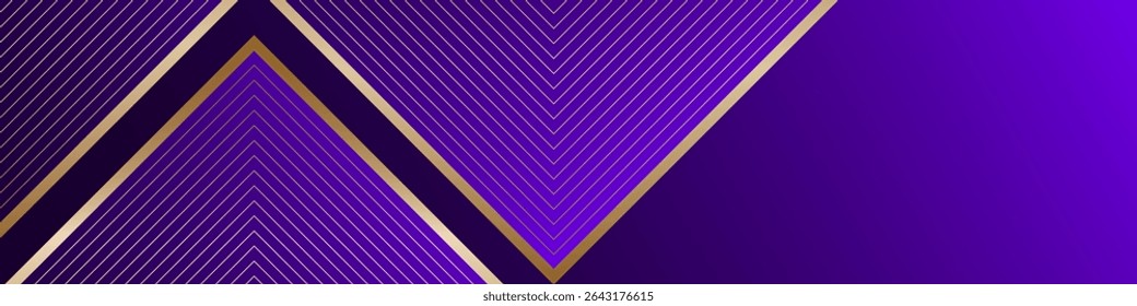 Purple abstract banner with gold triangular pattern