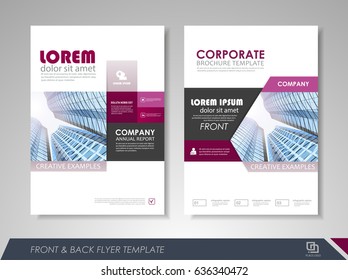 Purple abstract brochure annual report flyer design vector template, Leaflet cover presentation abstract flat business background for posters, booklets, banners. Layout in A4 size.