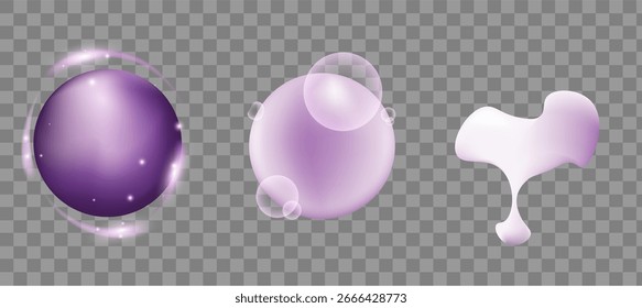 Burbujas Abstractas púrpuras y Formas líquidas Colección