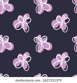 Purple abstract butterfly seamless pattern