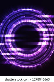 purple abstract circle background, digital overlap layer line, simple technology design template, vector illustration