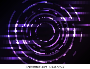 purple abstract circle background, digital overlap layer line, simple technology design template, vector illustration