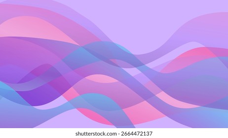 Purple abstract colorful vector background with pink and blue waves. Digital dynamic gradient wallpaper. Luxury backdrop. 