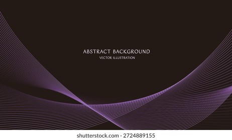 Purple abstract curve background material on a black background with text space. 16:9 size vector illustration