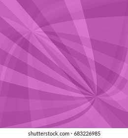 Purple abstract curved ray burst background - vector graphic from striped rays