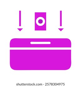 Purple abstract deposit symbol in a white background