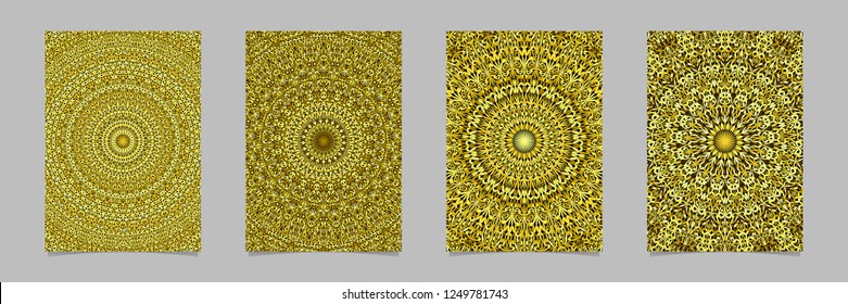 Purple abstract floral kaleidoscope mandala pattern flyer background template set - tribal vector stationery illustrations