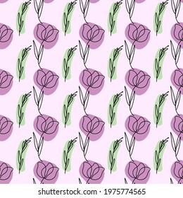 Purple abstract flower pattern in line art style for web design or print