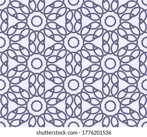 purple abstract flowers are arranged in a certain order on a light background. Elegant floral seamless pattern. vector