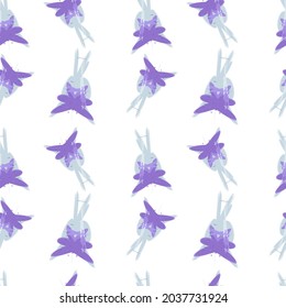 Purple Abstract Flowers Pattern Expressionism Digital Illustration. Vector Design Seamless Modern Texture.