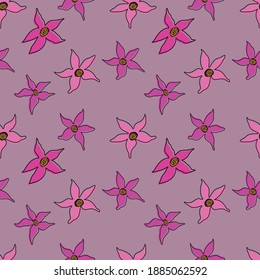 purple abstract flowers sealess pattern