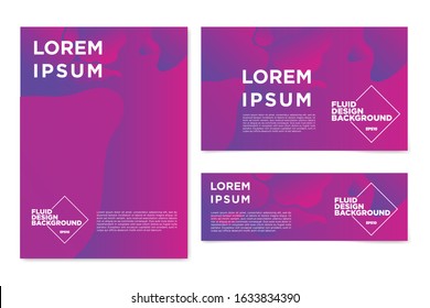 Purple abstract fluid background, wave organic shape gradient fluid compose trendy color, Usable for layout card vector template.