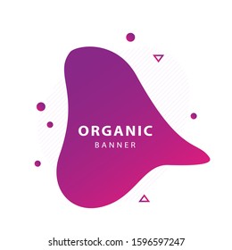 Purple abstract fluid element. Flowing liquid form, flux shapes, wavy organic lines. Template for posters, flyers, banners. Vector illustration