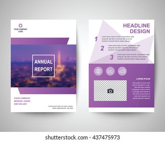 Purple Abstract Flyer Layout Template, Brochure Background, Leaflet With Cover, Vector Design In A4 Size For Business Annual Report