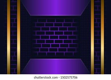 purple abstract geometric background. Modern shape concept with light gradient. brick pattern with gradient light colors. dot pattern and vertical line gold. 