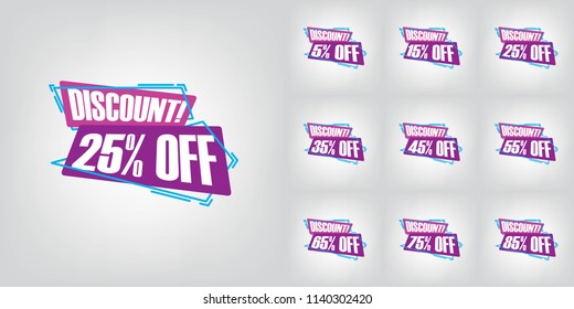 purple abstract geometric sale banners. vintage and trendy discount backgrounds set. 