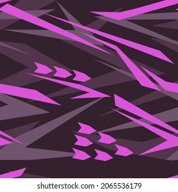 Purple  Abstract geometric seamless pattern with polygonal shapes. Modern digital camouflage textured racing vinyl print pattern. Vector background.