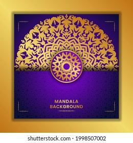 Purple abstract hand drawn mandala with seamless pattern for social media post greetings