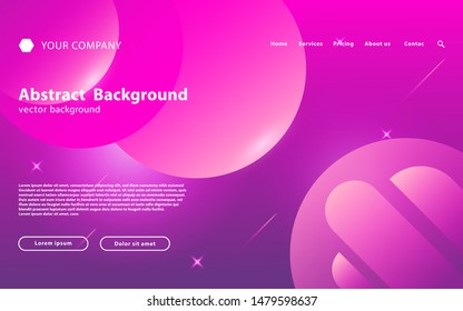 purple abstract landing page background with stars and moon. vector illustration