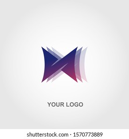 purple abstract layers logo template design 