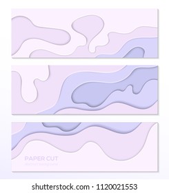Purple abstract layout - set of modern colorful vector posters on white background with place for your information. Lovely texture and colors. Three banners, flyer, card, invitation templates