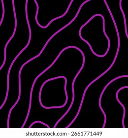 Purple Abstract Line Pattern on Black Background – Modern Topographic Style