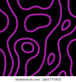 Patrón de línea Abstractas púrpura sobre fondo negro – estilo topográfico moderno