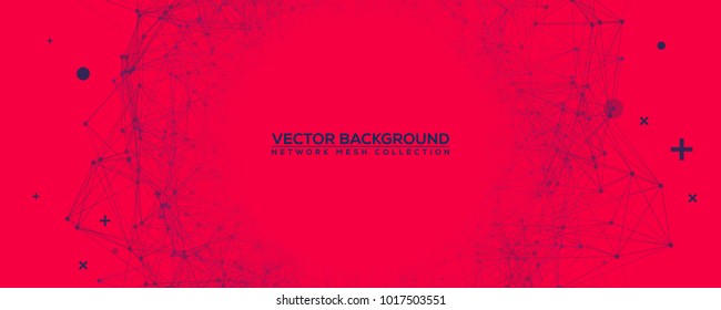 Purple Abstract Network Mesh with Your Text - Wide Angle Red Vector Background