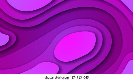 Purple Abstract Paper Cut Background Vector Shadows 3D Smooth Objects Modern Design