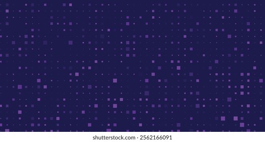 Purple abstract pixel texture bg video screen. Tv pattern background with square noise effect. Futuristic broadcast neon gradient banner for television