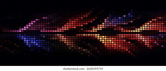 Video Textura abstracta púrpura del pixel por la pantalla. Fondo de patrón de televisión con efecto de ruido cuadrado. Anuncio de gradiente de neón de transmisión futurista para la televisión. Elemento de visualización estática led vhs moderno