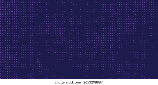 Purple abstract pixel texture bg video screen. Tv pattern background with square noise effect. Futuristic broadcast neon gradient banner for television